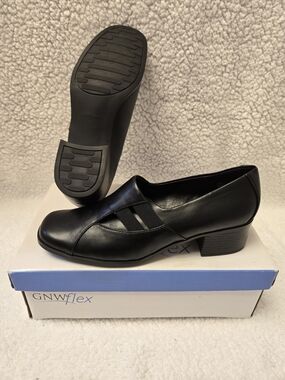 Women's Black Low Heel Slip-On Loafers